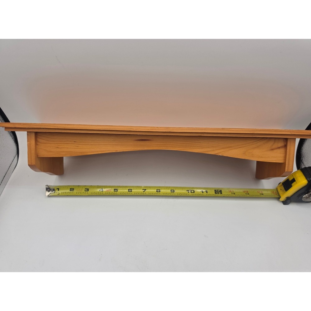 Vintage Solid Wood Floating Wall Shelf with Plate Groove Arched Apron 17.5 Inch